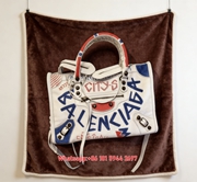 Balenciaga Red & Blue Graffiti City Bag Print Flannel Throw Blanket BA330